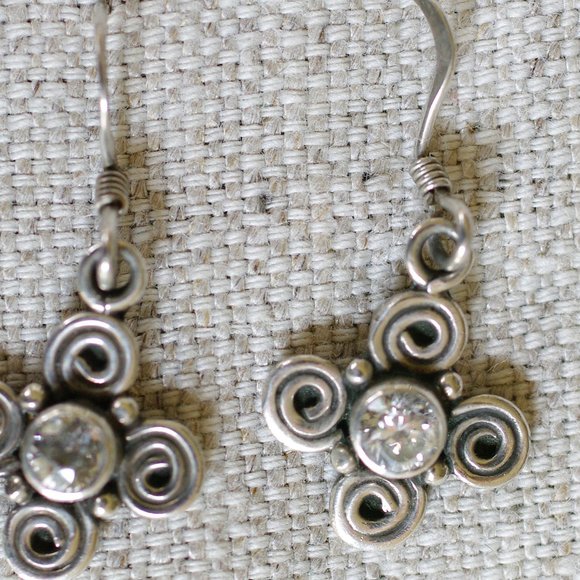 925 Sterling and Clear Crystal Earrings - Picture 4 of 4